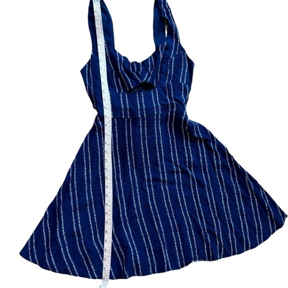 Lulus Sedona Navy Blue Print Dress A-Line Flowy Summer Women’s Small Cutout - Picture 14 of 15